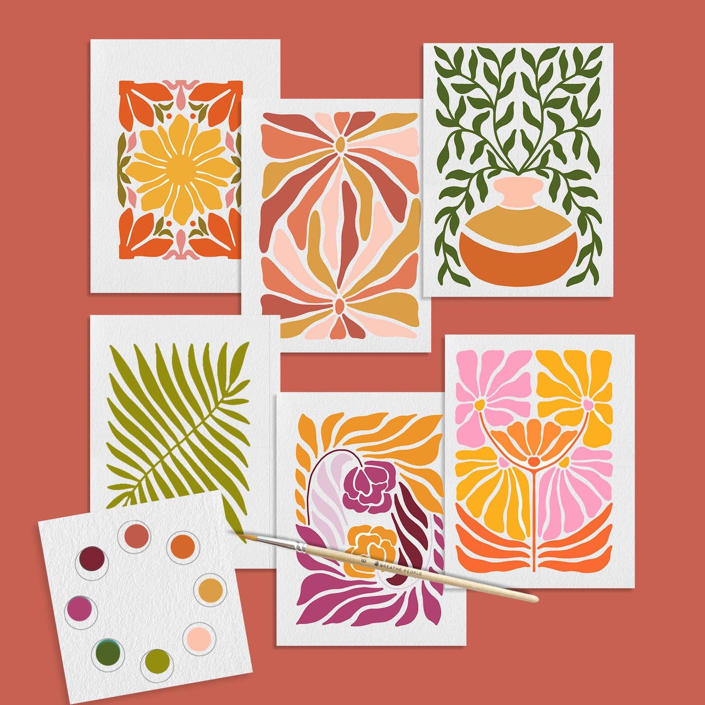 All in One Watercolor Paint Set Postcards- Abstract Flowers