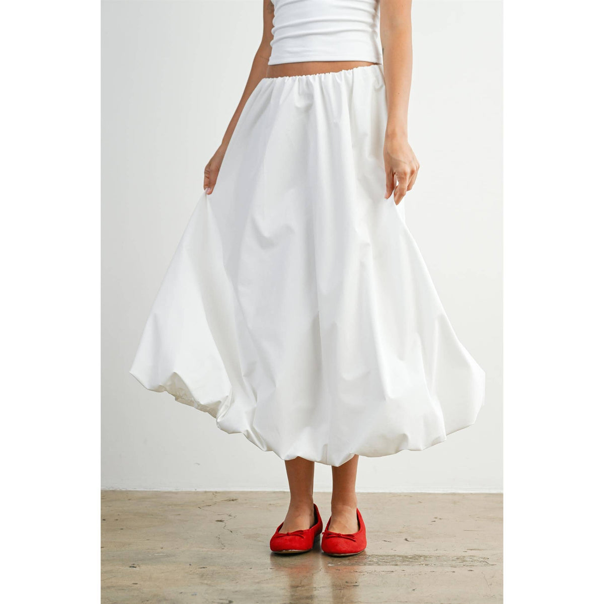 Elastic Waist Bubble Hem Maxi Skirt - BMS8074