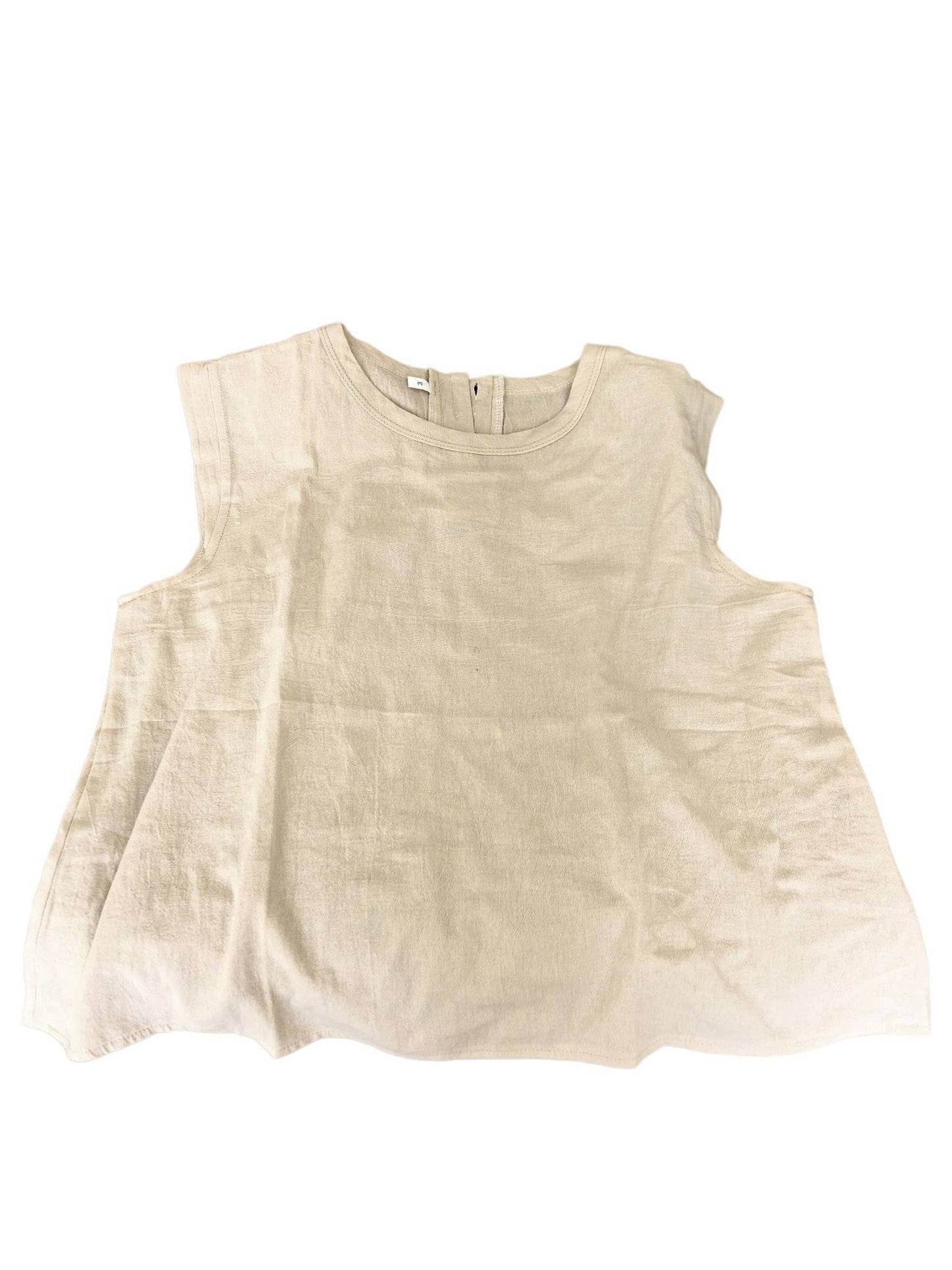Lightweight Airy Cotton Linen Effect Boxy Crewneck Tank Top