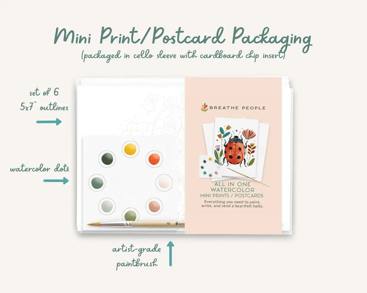 All in One Watercolor Paint Set Postcards- Abstract Flowers