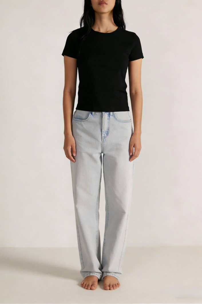 Essential basic cotton tees Y2K fitted round neck tees