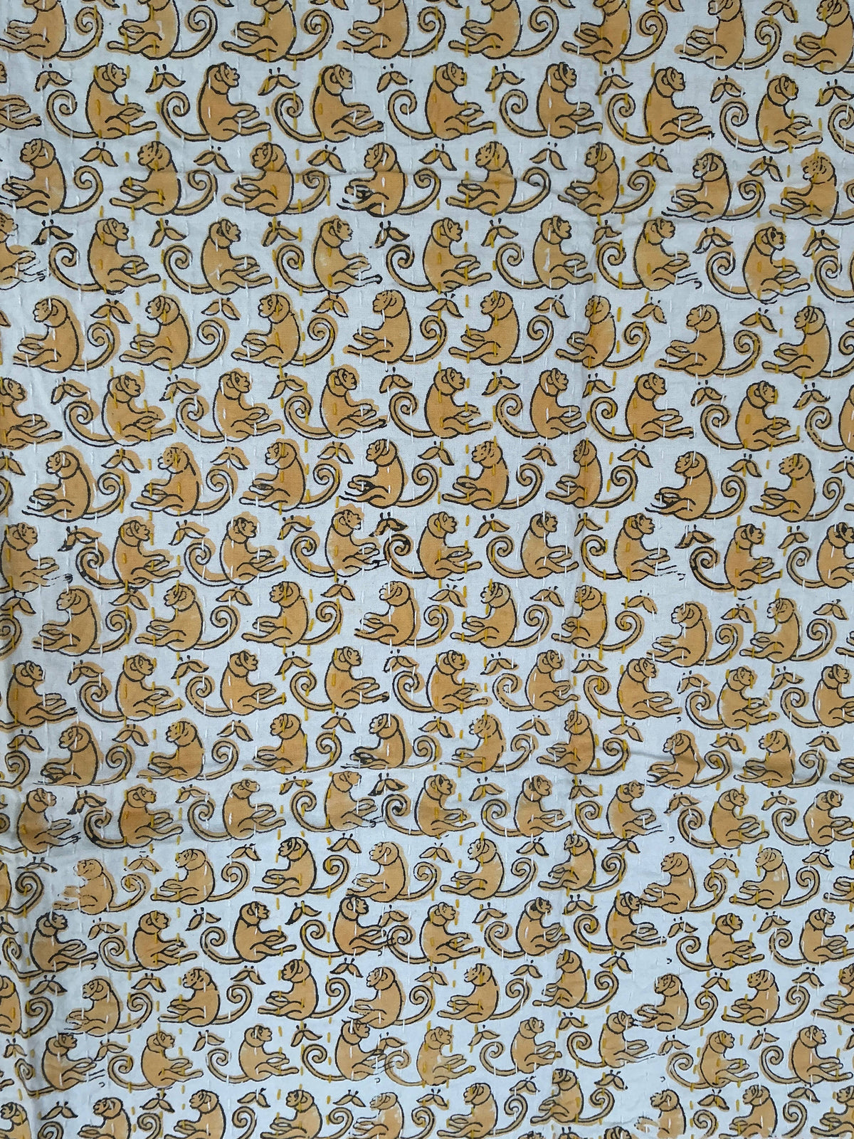 Block Printed Kantha Baby Blanket - Monkey Print