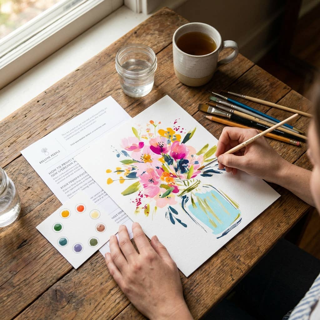 All-In-One Beginner Watercolor Paint Set - Jar of Flowers