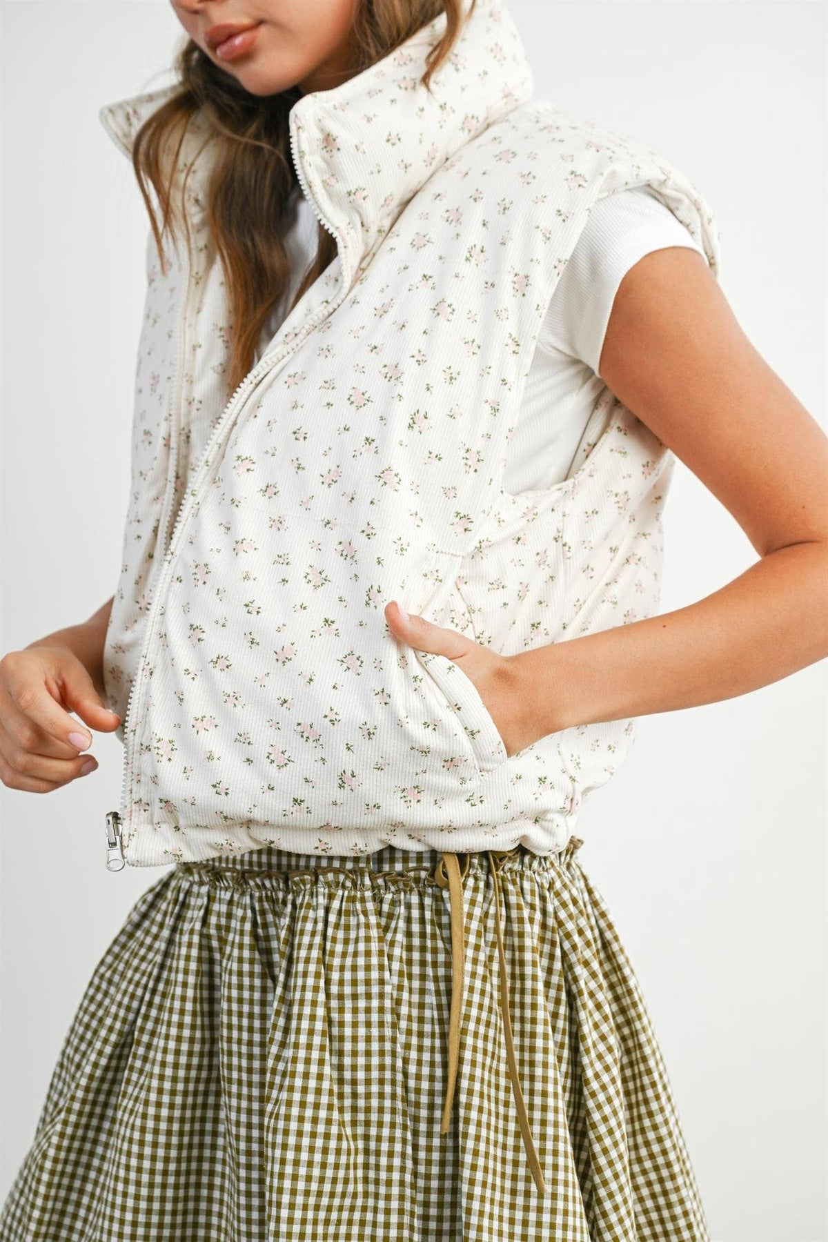 Floral Sleeveless Padded Vest - BMJ7808