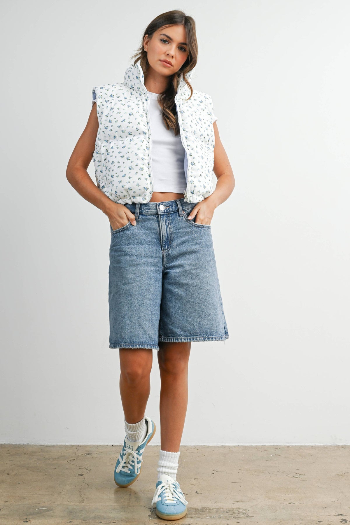 Floral Sleeveless Padded Vest - BMJ7808