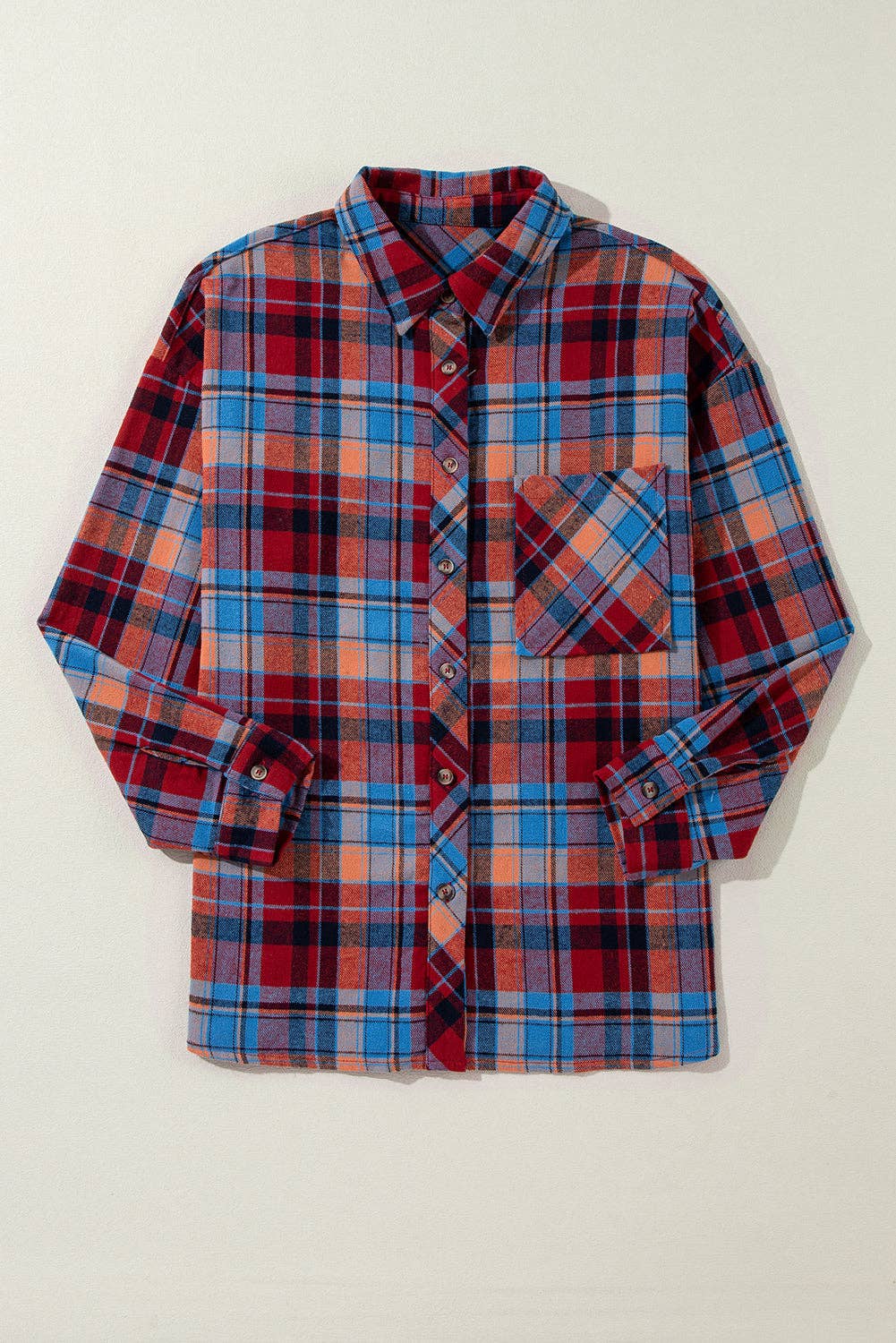 Retro Plaid Button-Down Shacket – Casual Western Layering Piece