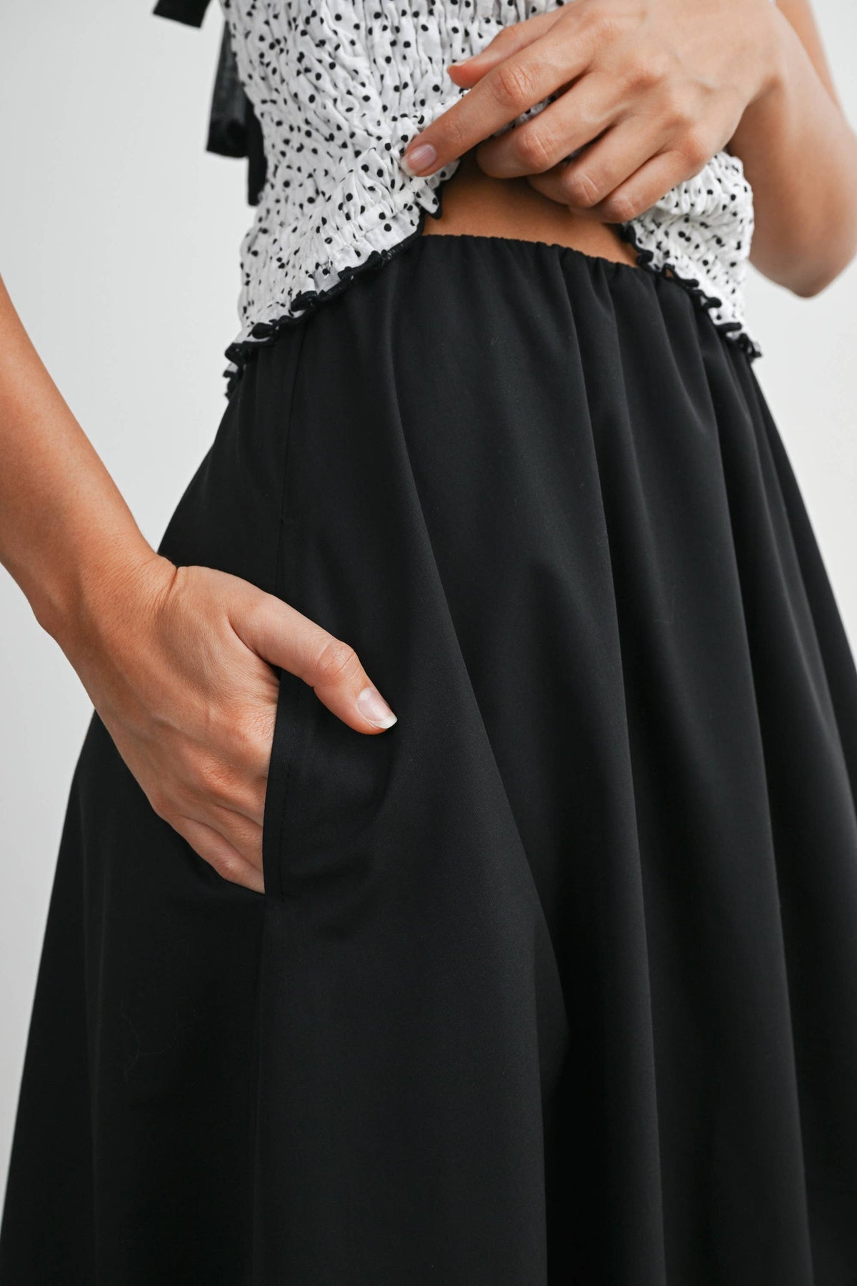 Elastic Waist Bubble Hem Maxi Skirt - BMS8074