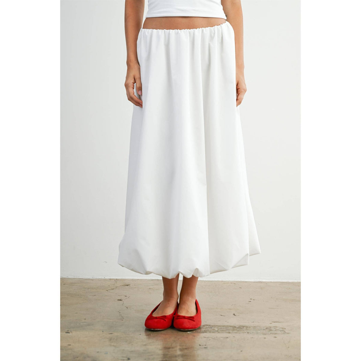 Elastic Waist Bubble Hem Maxi Skirt - BMS8074