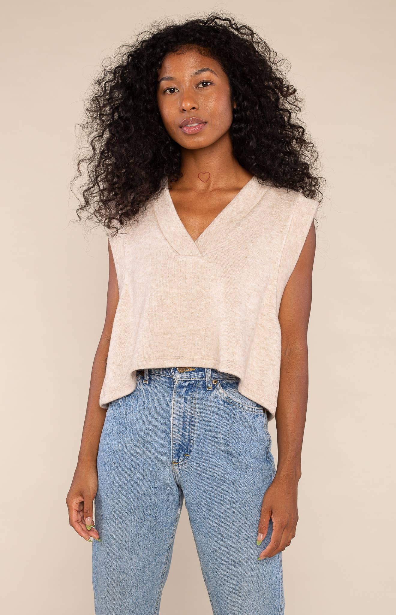 Crop Knit Sweater Vest- Cinnamon