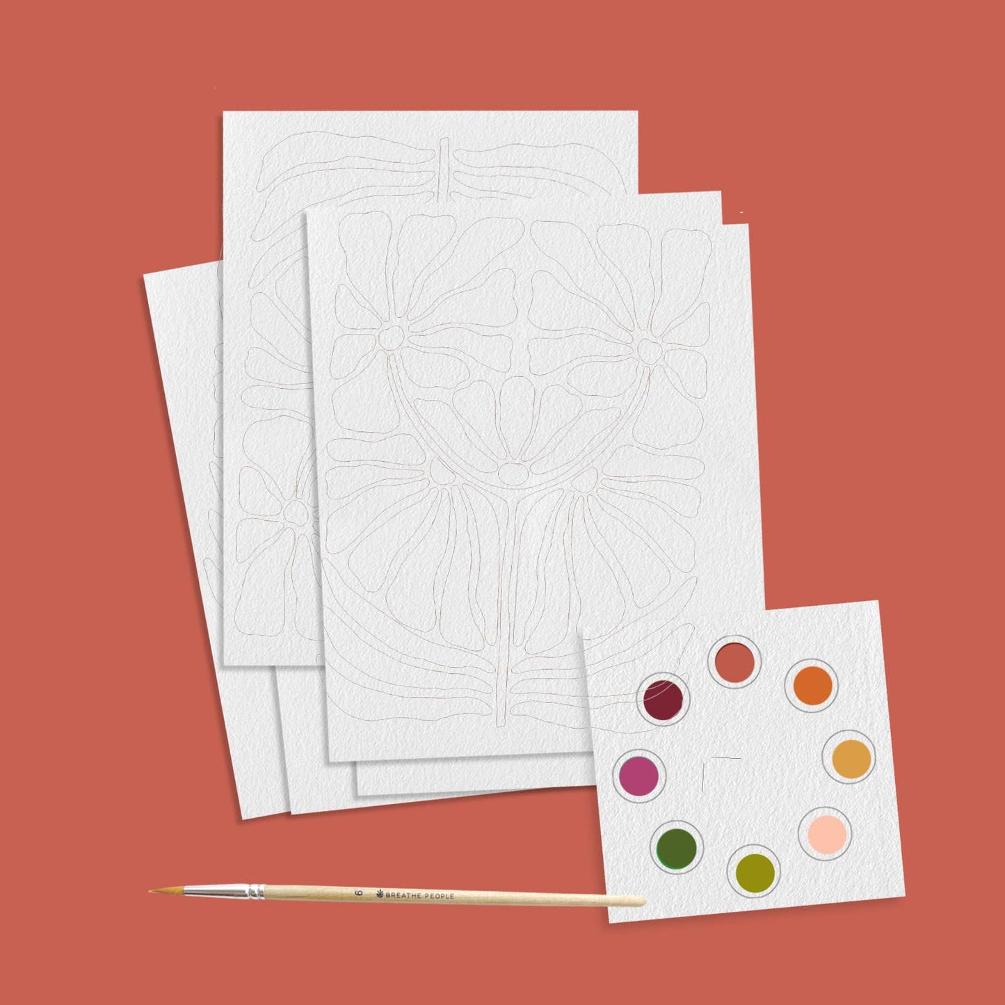 All in One Watercolor Paint Set Postcards- Abstract Flowers