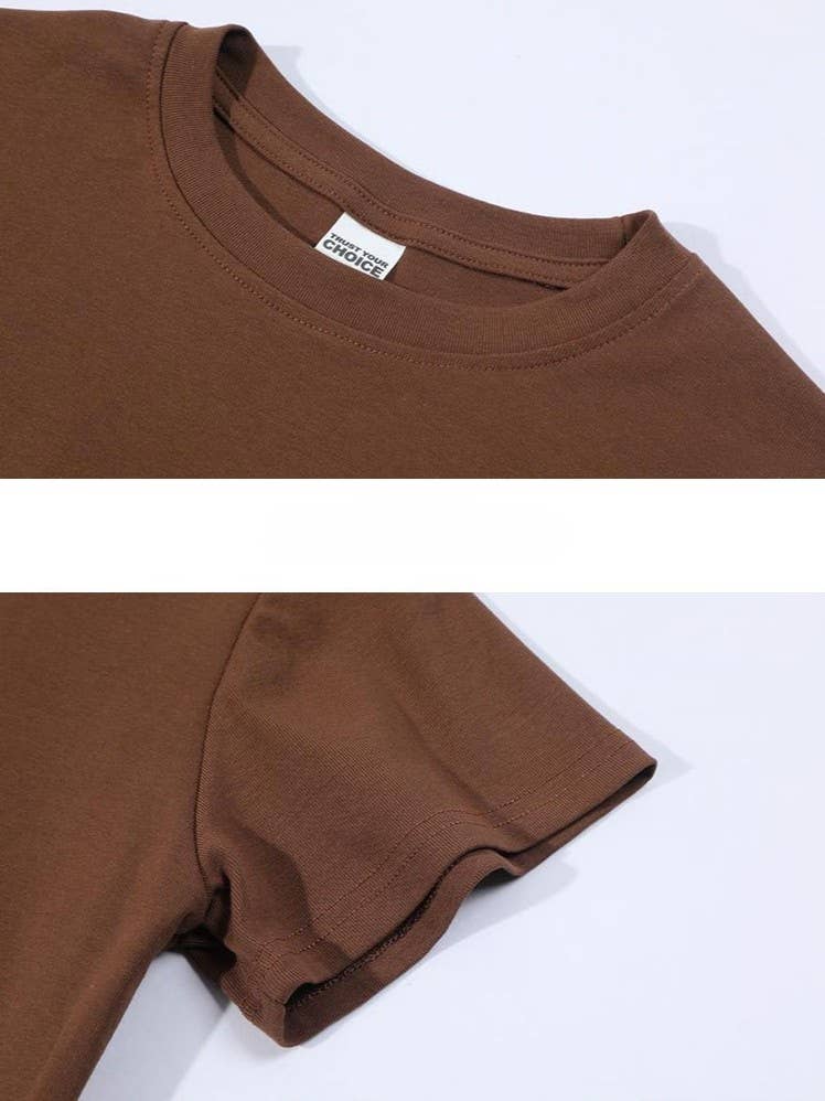 Essential basic cotton tees Y2K fitted round neck tees