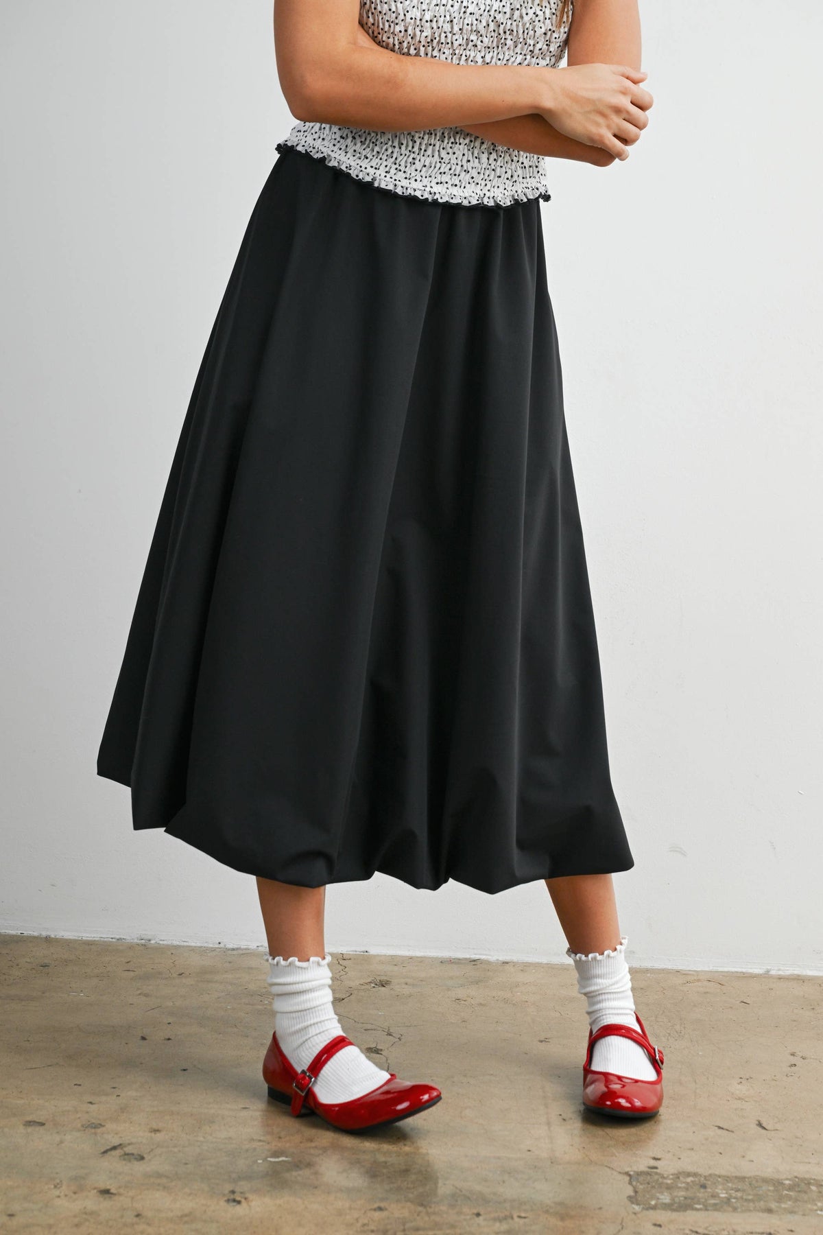 Elastic Waist Bubble Hem Maxi Skirt - BMS8074