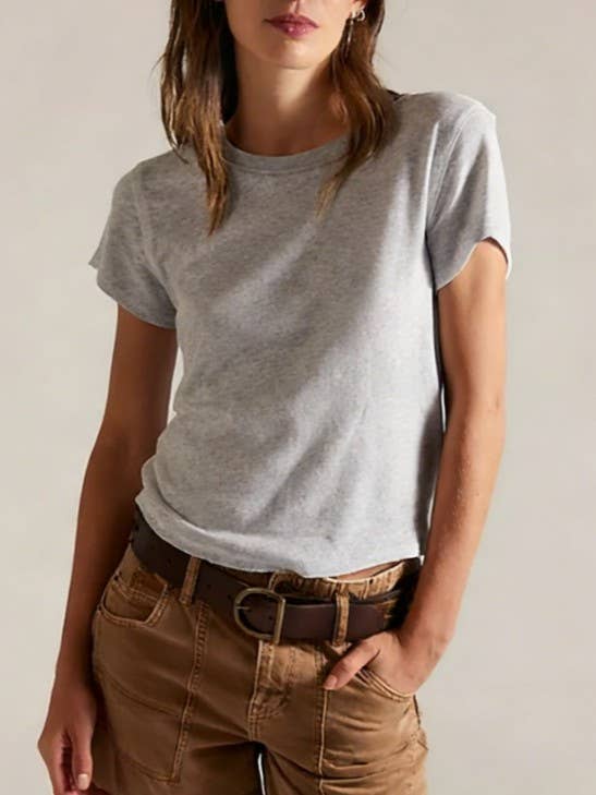 Essential basic cotton tees Y2K fitted round neck tees