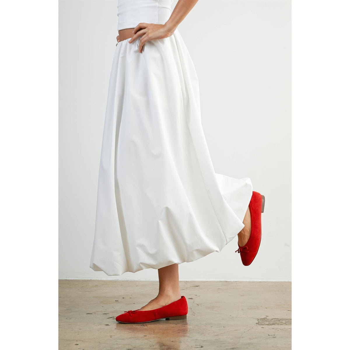 Elastic Waist Bubble Hem Maxi Skirt - BMS8074