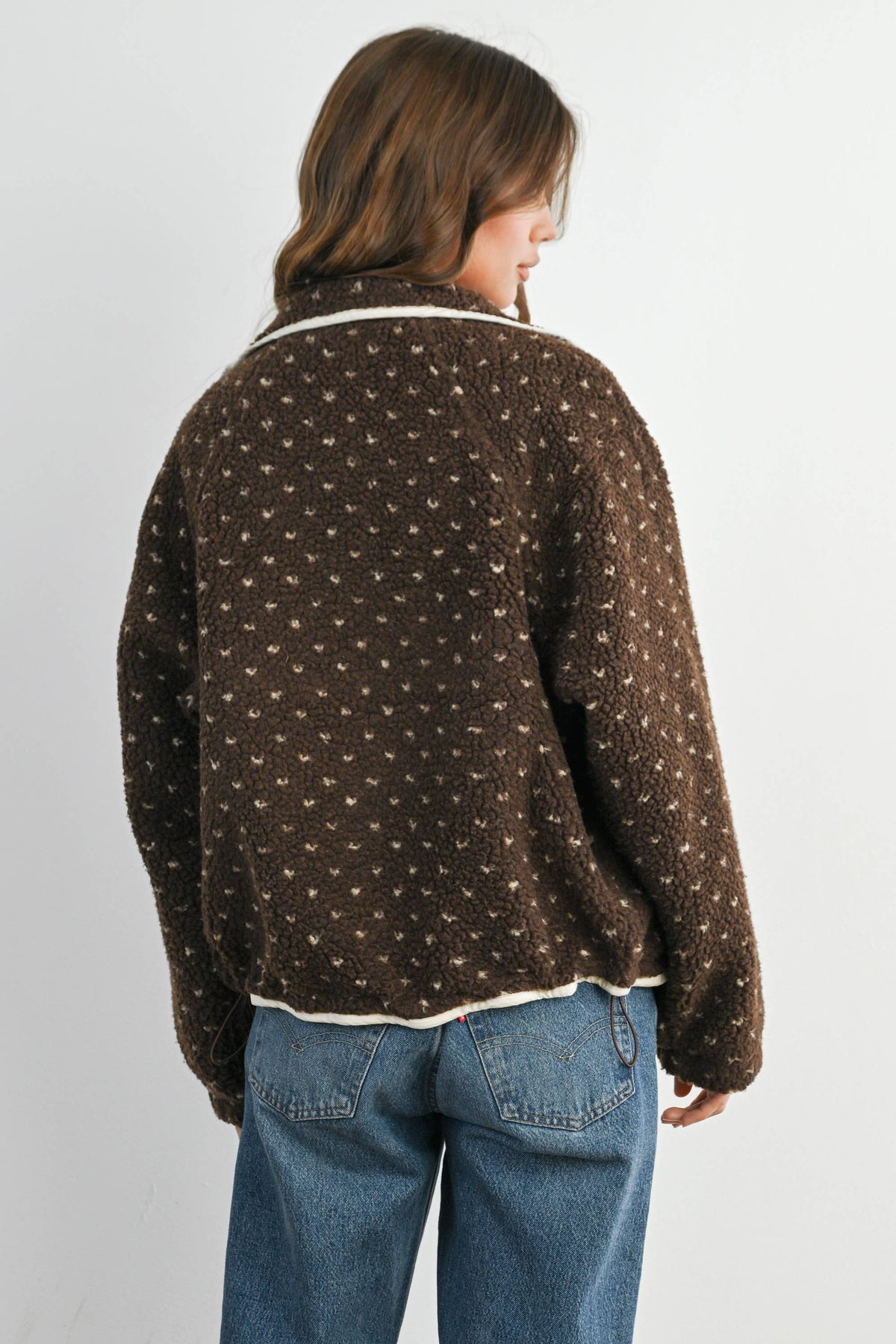 The Fern Dot Sherpa Fleece Snap Jacket-BMJ7831