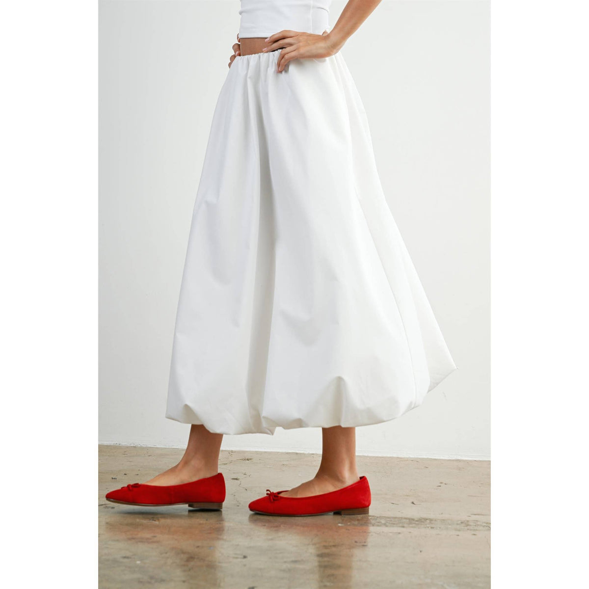 Elastic Waist Bubble Hem Maxi Skirt - BMS8074