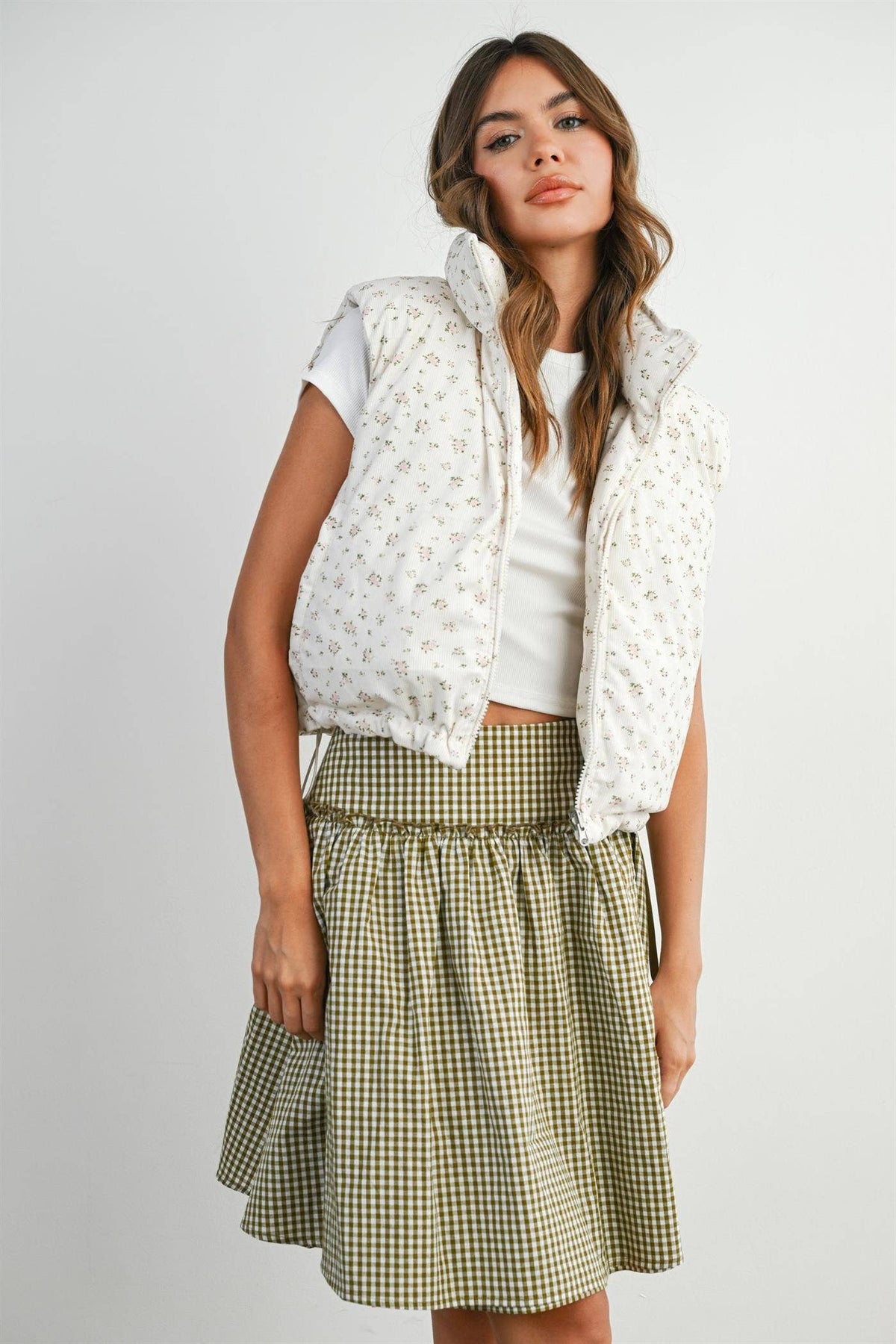 Floral Sleeveless Padded Vest - BMJ7808